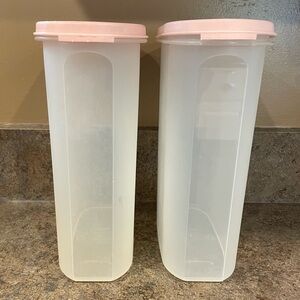 Tupperware Modular Mates Oval Container 1614-23 9.75 Cup Pink Seal Set of Two
